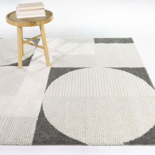 slide 2 of 5, Hayley Modern Geometric Area Rug 5'3" x 7' - Grey
