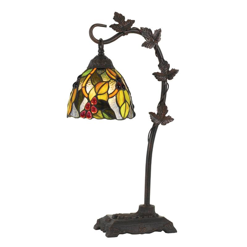 24" Traditional Tiffany Style Table Lamp with Bronze Base and Shade - 12" x 8" x 24" - Bronze