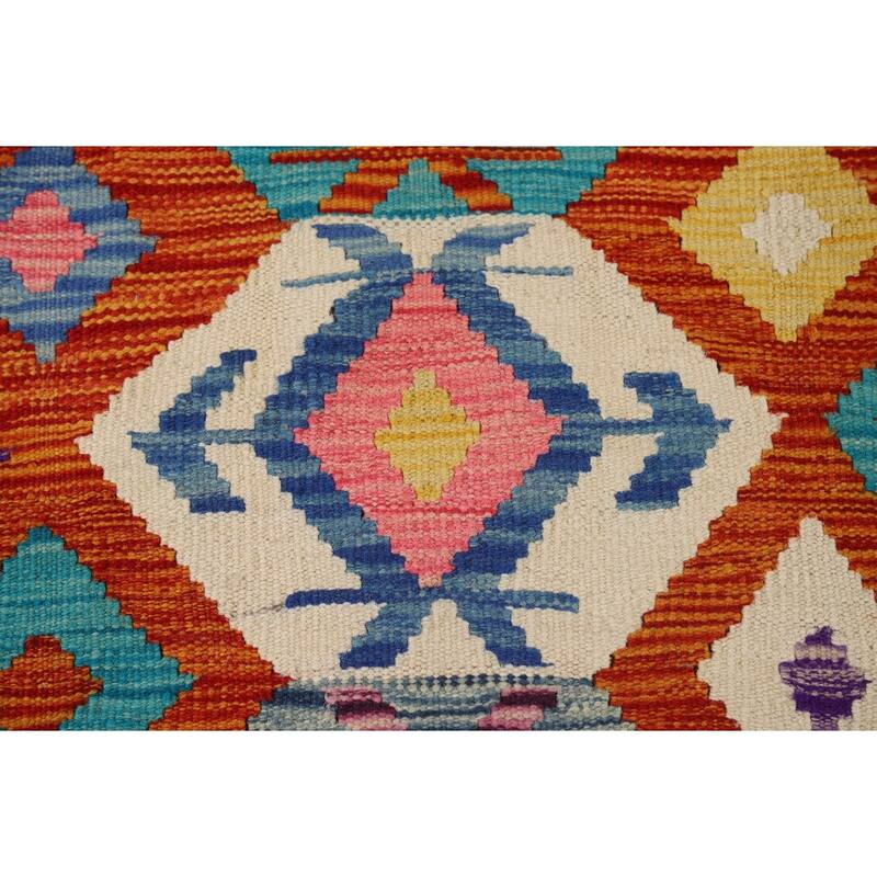 Reversible Kilim Oriental Area Rug Flatweave Southwestern Wool Carpet - 8'1" x 9'7"