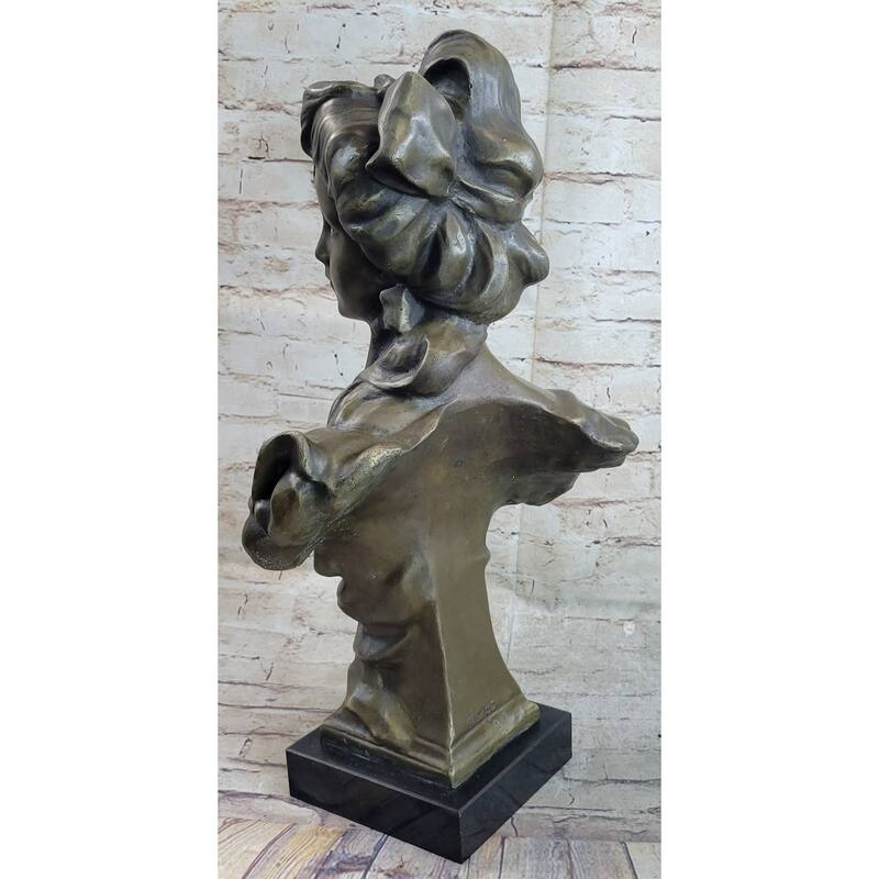 Bronze Bust Of A 19Th Century Young Woman On Marble Base Signed Original Thomas 21 Inches X 11 Inches