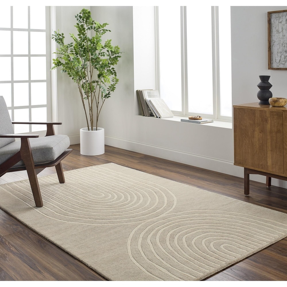 Banastre Handmade Arched Stripes Wool Area Rug