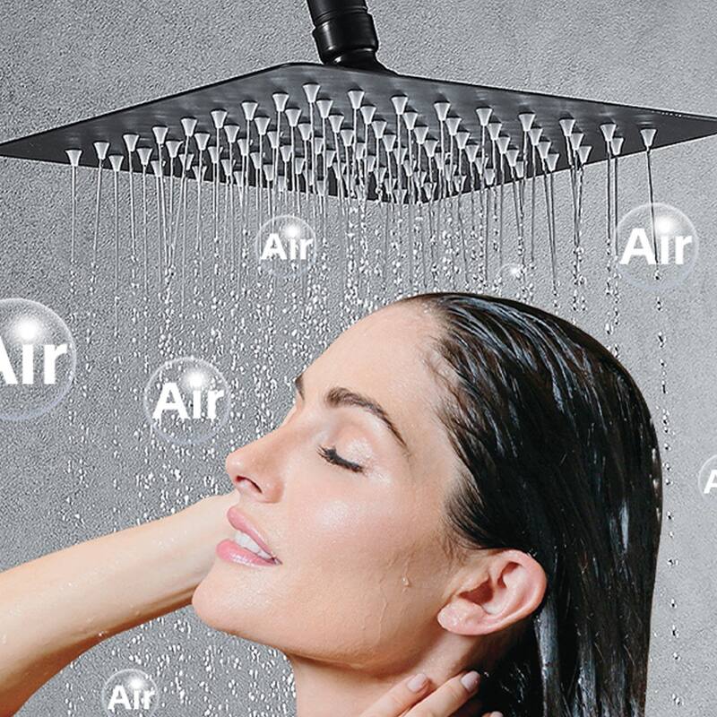 Bathroom Square Round 10/12" Rainfall Air Boost Full Spray Shower Head