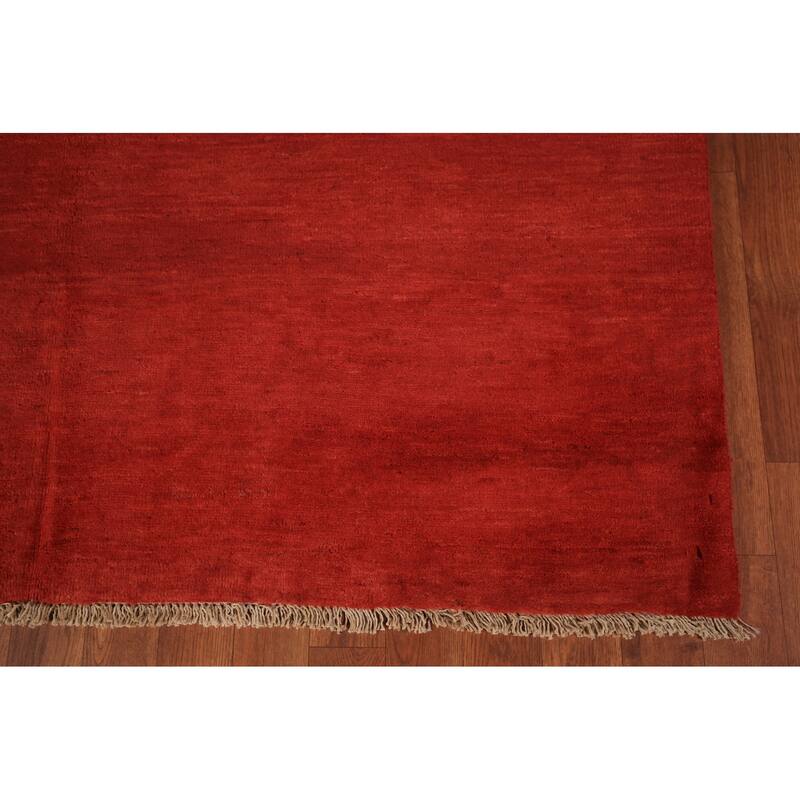 Modern Gabbeh Oriental Area Rug Handmade Red Wool Carpet - 5'2" x 7'9"