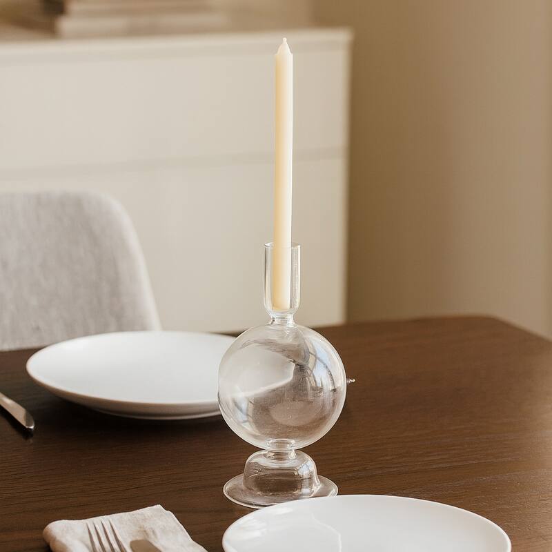 Modern Candle Holder with Round Bubble Sculptural Base - 4" x 4" x 7"
