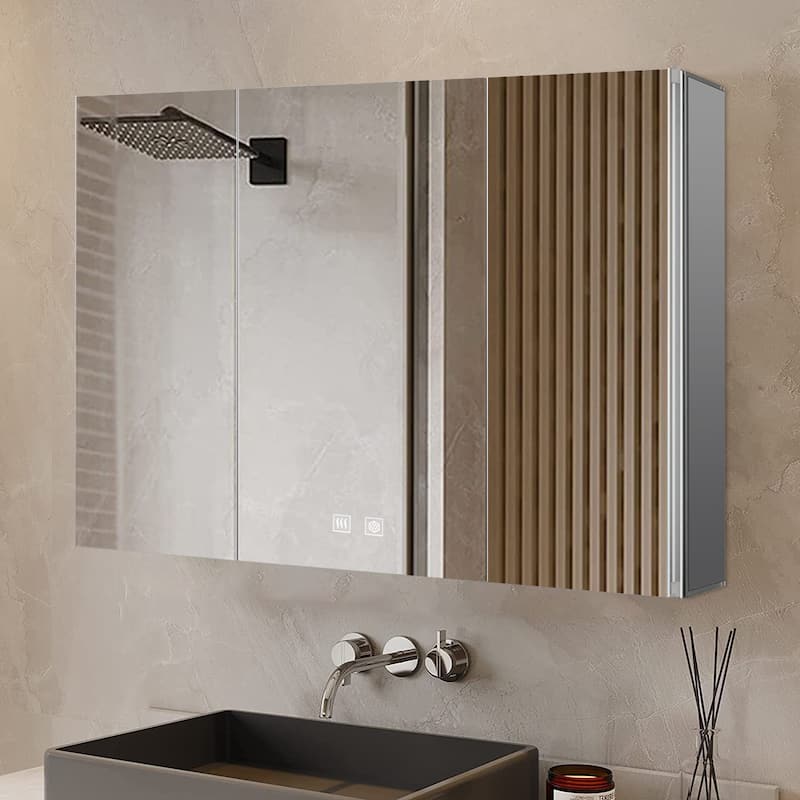 Corsica Surface-Mount LED Mirror Medicine Cabinet with Defogger - 48 in W x 32 in H