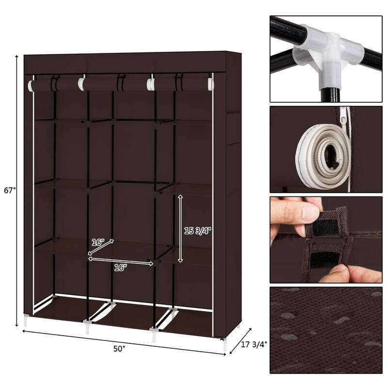 Portable Closet Organizer Wardrobe Storage Organizer with 10 Shelves