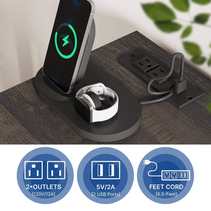 Moasis Wine Bar Cabinet with LED Light and Power Outlet