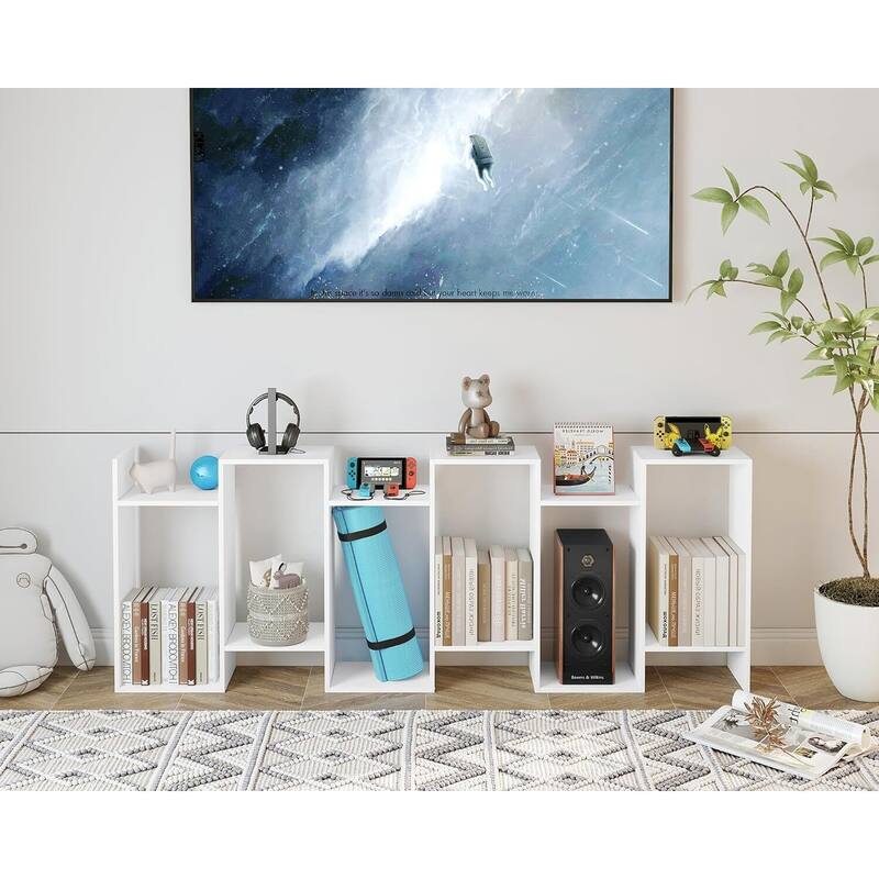 S-Shaped Bookshelf, Black Geometric Bookcase for Home & Office