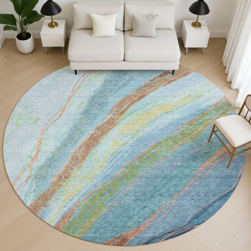 Premium Washable Super Soft Modern Flow Mayfield Rug - Blue - 8' x 8'