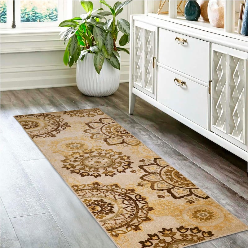 Superior Liena Medallion Non-Slip Washable Indoor Runner or Area Rug - 2' 7" x 8'