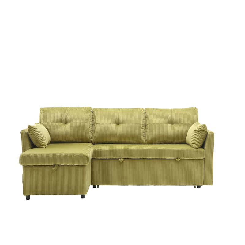 Green 81.1" L-Shaped 3-Seater Sofa with Reversible Chaise