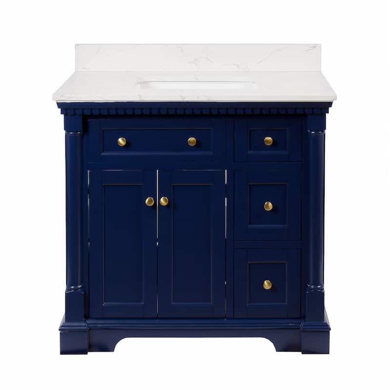 KitchenBathCollection Sydney 36" Bathroom Vanity with Engineered Marble Top