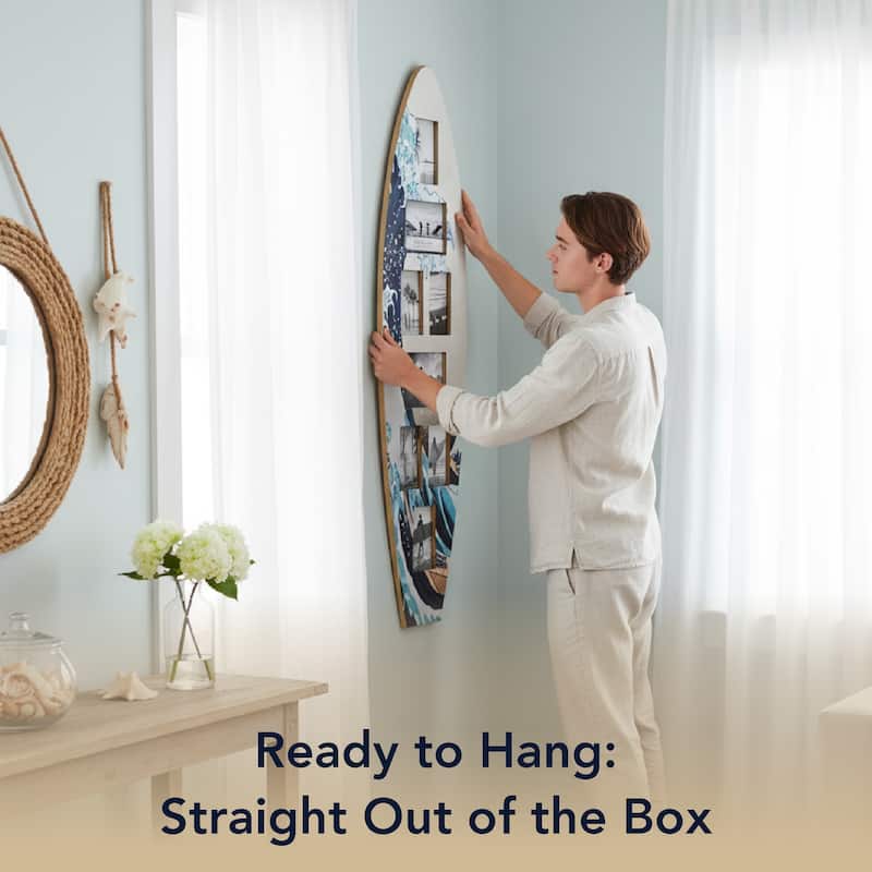 American Art Decor Surfboard Photo Collage Wall Decor - 8 or 3 - Photo Beach Frame
