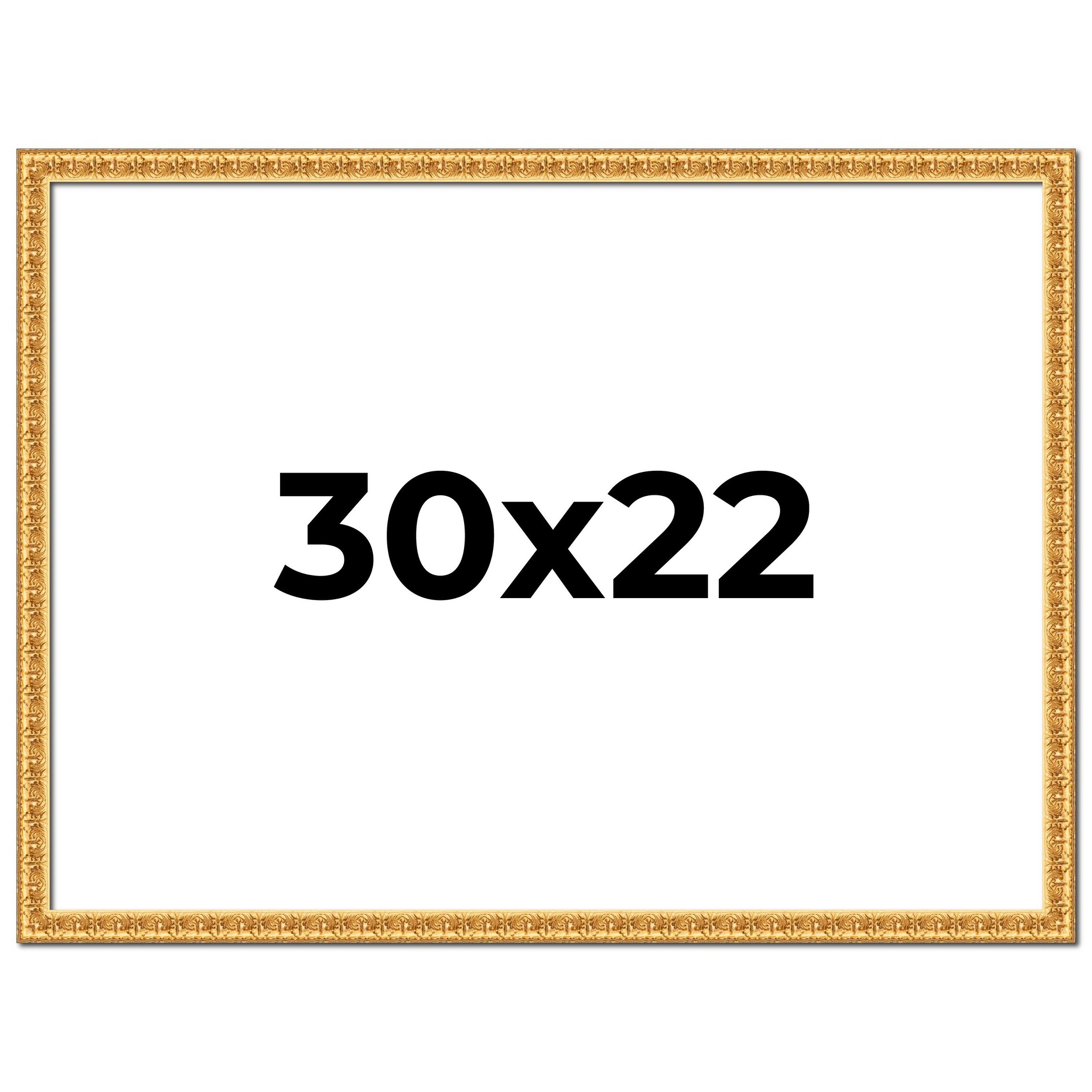 30x22 Frame Gold Real Wood Picture Frame Width 1 inches | Interior