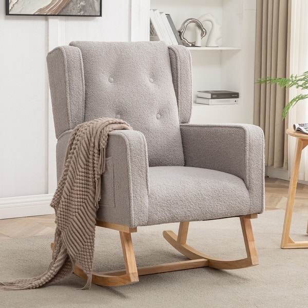 slide 2 of 5, HOMYKA 33.15" Wide Rocking Chair for Nursery with Solid Wood Leg