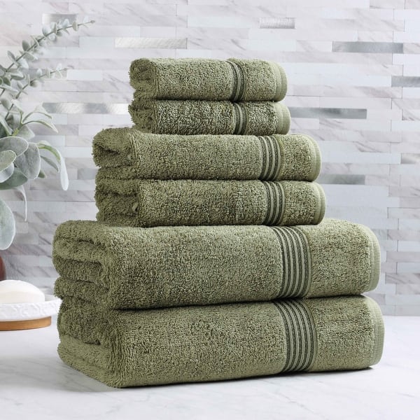 Superior Heritage Egyptian Cotton Absorbent 6-Piece Towel Set - 6-Piece - Forest Green