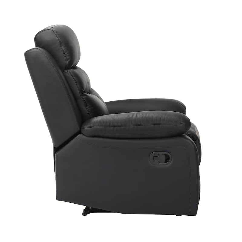 Hanna Manual Reclining Chair, Black Top Grain Leather