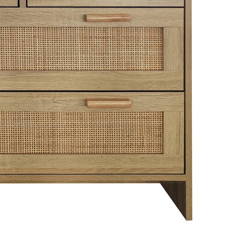 4 Drawers Rattan Sideboard,Easy Assembly