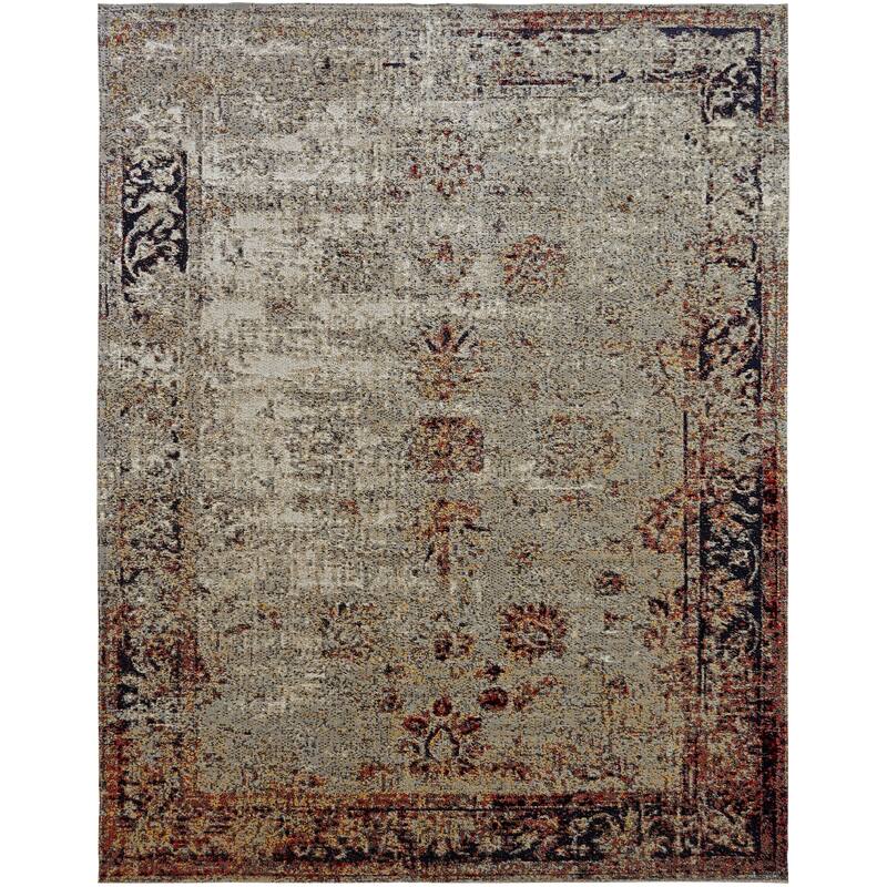 Porch & Den Postrio Distressed Grey Oriental Indoor/Outdoor Area Rug