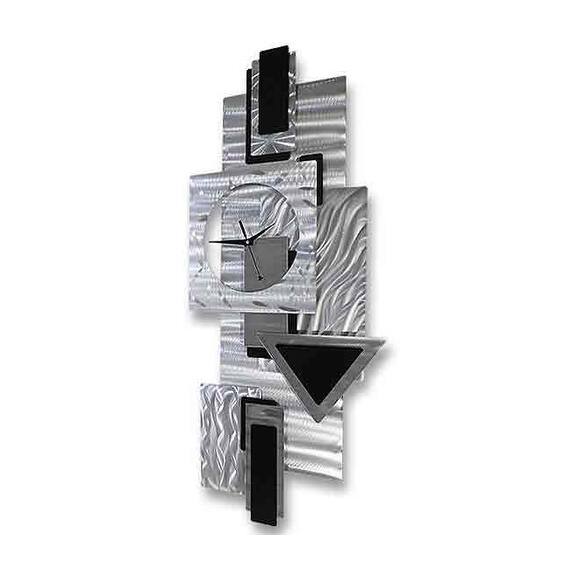 Statements2000 Abstract Metal Wall Clock Modern Geometric Functional Art By Jon Allen Dynamic Notions Ii 37 X 17 Overstock 12431895