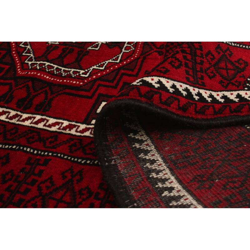 Hand-knotted Rizbaft Red Wool Rug - 3'10 x 6'7/3'10" x 6'7"