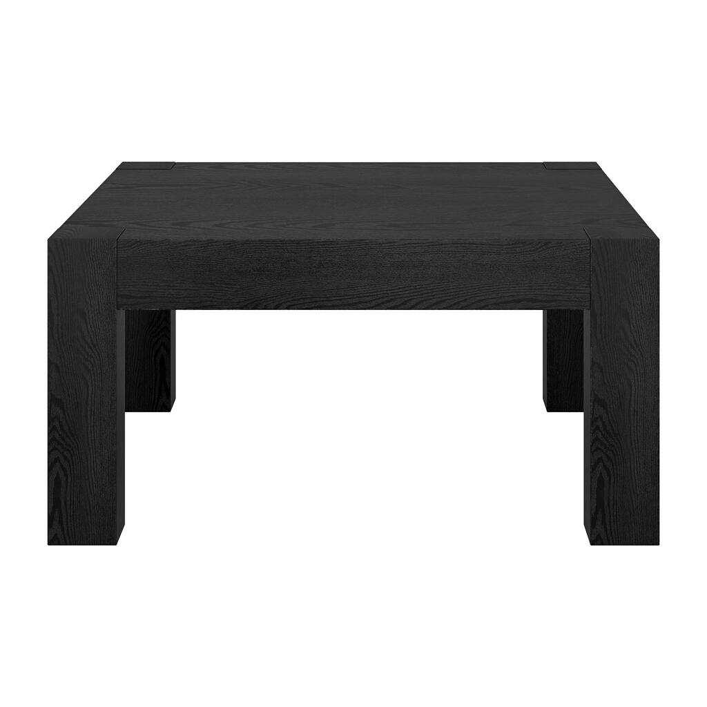 34-Inch Black Wood Square Coffee Table for Living Room and Bedroom - 34" x 34" x 17"