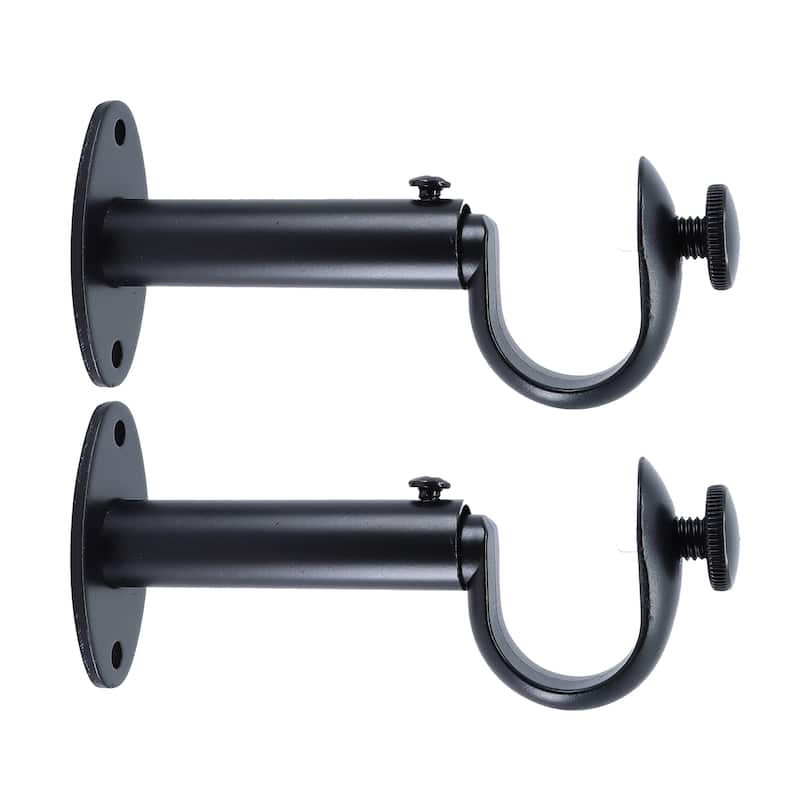 Meriville Set of 2 Curtain Drapery Rod Bracket for 1 1/4-Inch Rod, Adjustable - Black - For 1" Rod