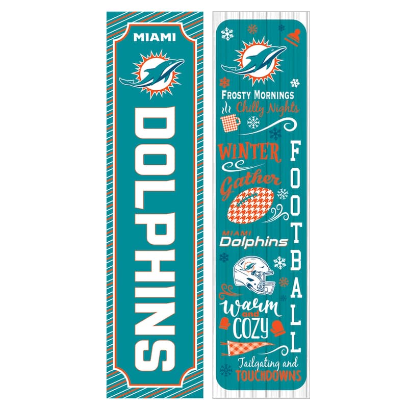 47" Double Sided Seasonal Porch Leaner, Miami Dolphins - 47" x 11.25"