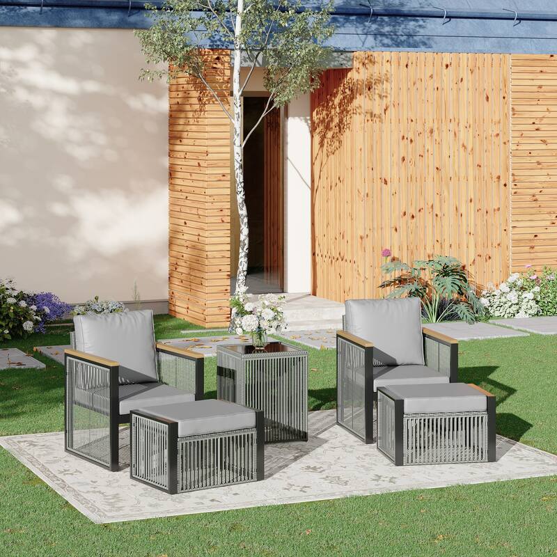 EROMMY Outdoor Patio Furniture Sets - 5/6/7 Piece All-Weather Conversation Sets withTable & Ottoman, Sectional Sofa & Chairs.