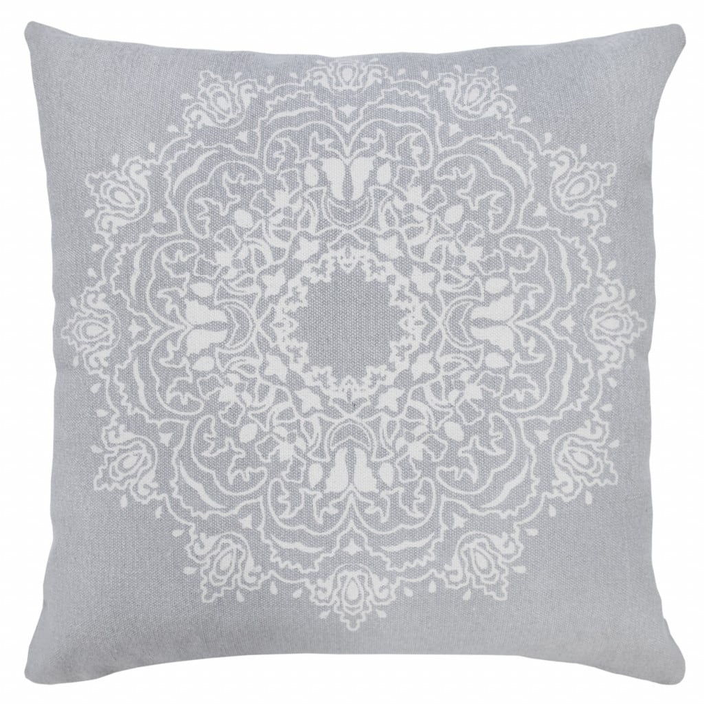 HomeRoots 20" X 20" Pale Gray And White 100% Cotton Geometric Zippered Pillow