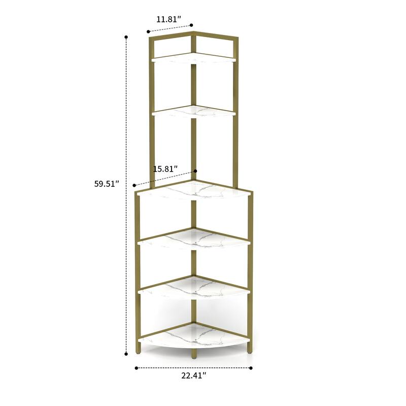 Modern minimalist High Corner Open Shelf with open shelves and metal frame for bedroom living room office