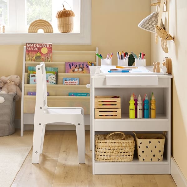 slide 2 of 12, Haotian KMB60-W, Kids 2 Piece Arts And Crafts Table and Chair Set White