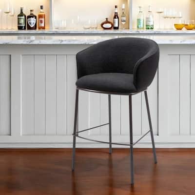 HomeRoots 30" Black And Bronze Shearling And Steel Bar Height Bar Chair