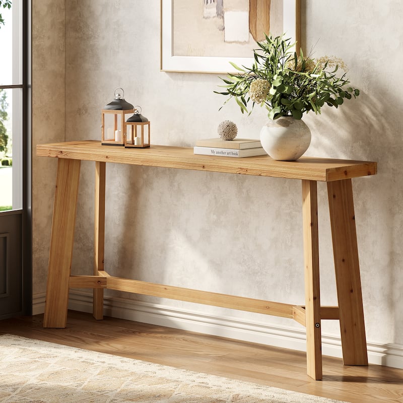 63-Inch Solid Wood Console Table for Living Room