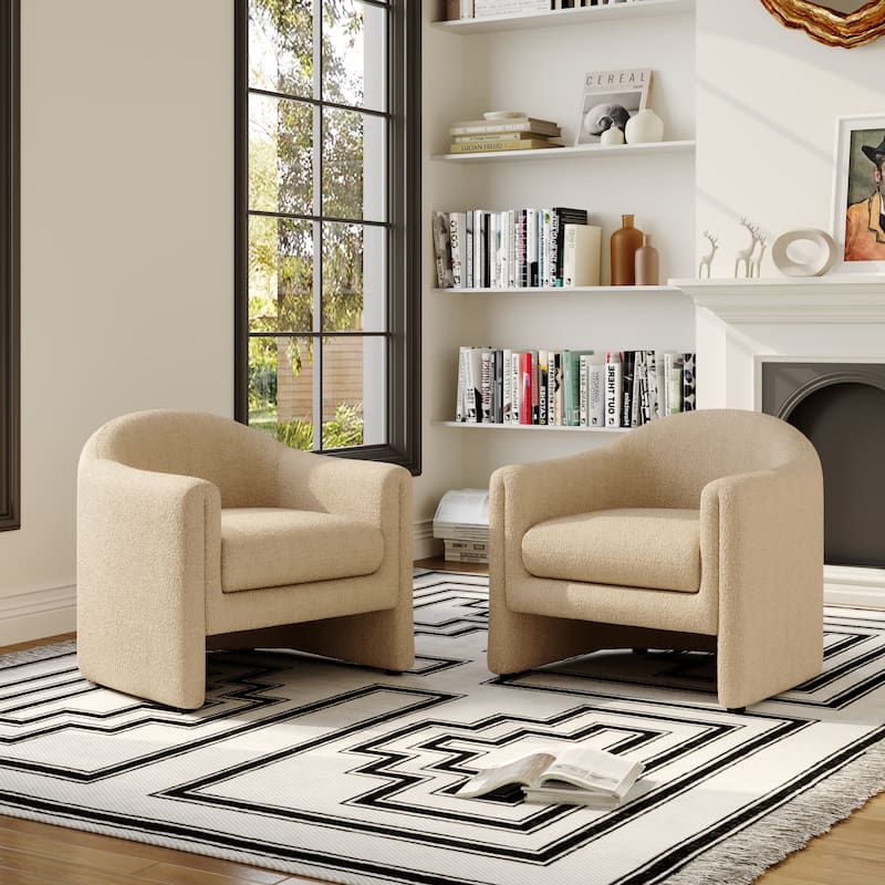 2 Set Modern Upholstered Barrel Accent Chair