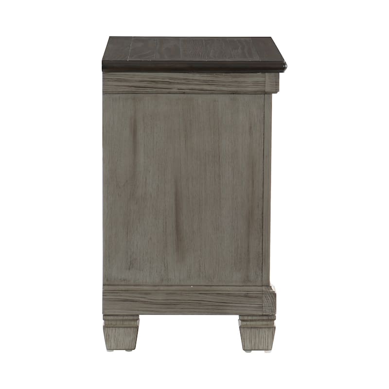 2-Drawer Nightstand 1pc Flat Knobs Classic