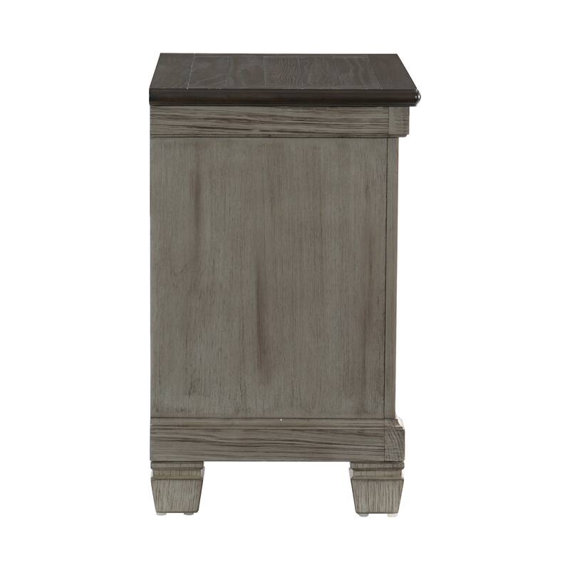 Rustic Style Nightstand，Farmhouse Side Table with 2 Drawers Solid Wood Legs，Compact Wooden Accent Coffee Table