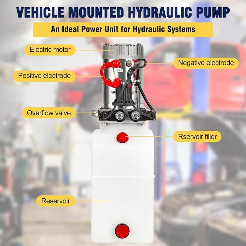 Electric 12V Double Acting Hydraulic Power Unit with 6L Steel Tank