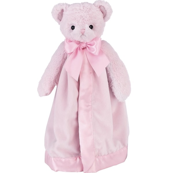slide 2 of 6, Bearington Baby Huggie Bear 15" Pink Teddy Snuggler Security Blanket