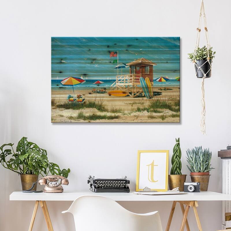Beach Colors Print On Wood by John Rossini - Multi-Color