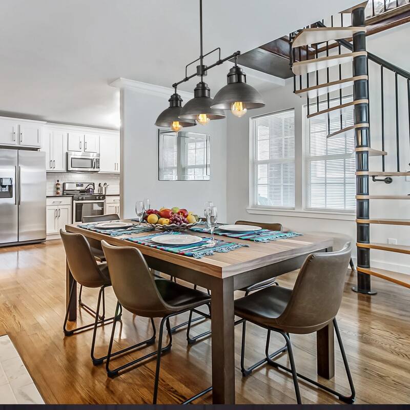 3-Light Industrial Farmhouse Dome Pendant Metal Linear Kitchen Island Pendant Light Oil Rubbed Bronze Finish - N/A