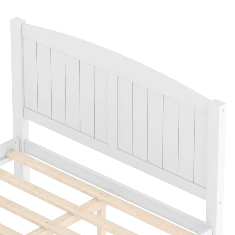 Full Size Platform Bed, Solid Wood Platform Bed with Support Slats and Strong Structure, No Box Spring Needed, White