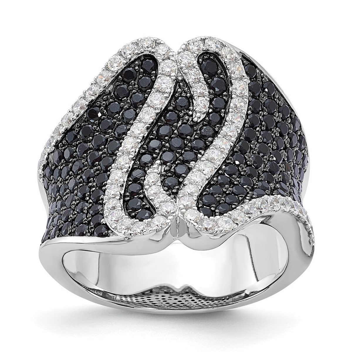 Curata 925 Sterling Silver and CZ Cubic Zirconia Brilliant Embers Ring