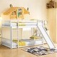 preview thumbnail 14 of 37, Solid Pine Wood Bunk Bed, Convertible Ladder and Slide, Twin Over Twin White