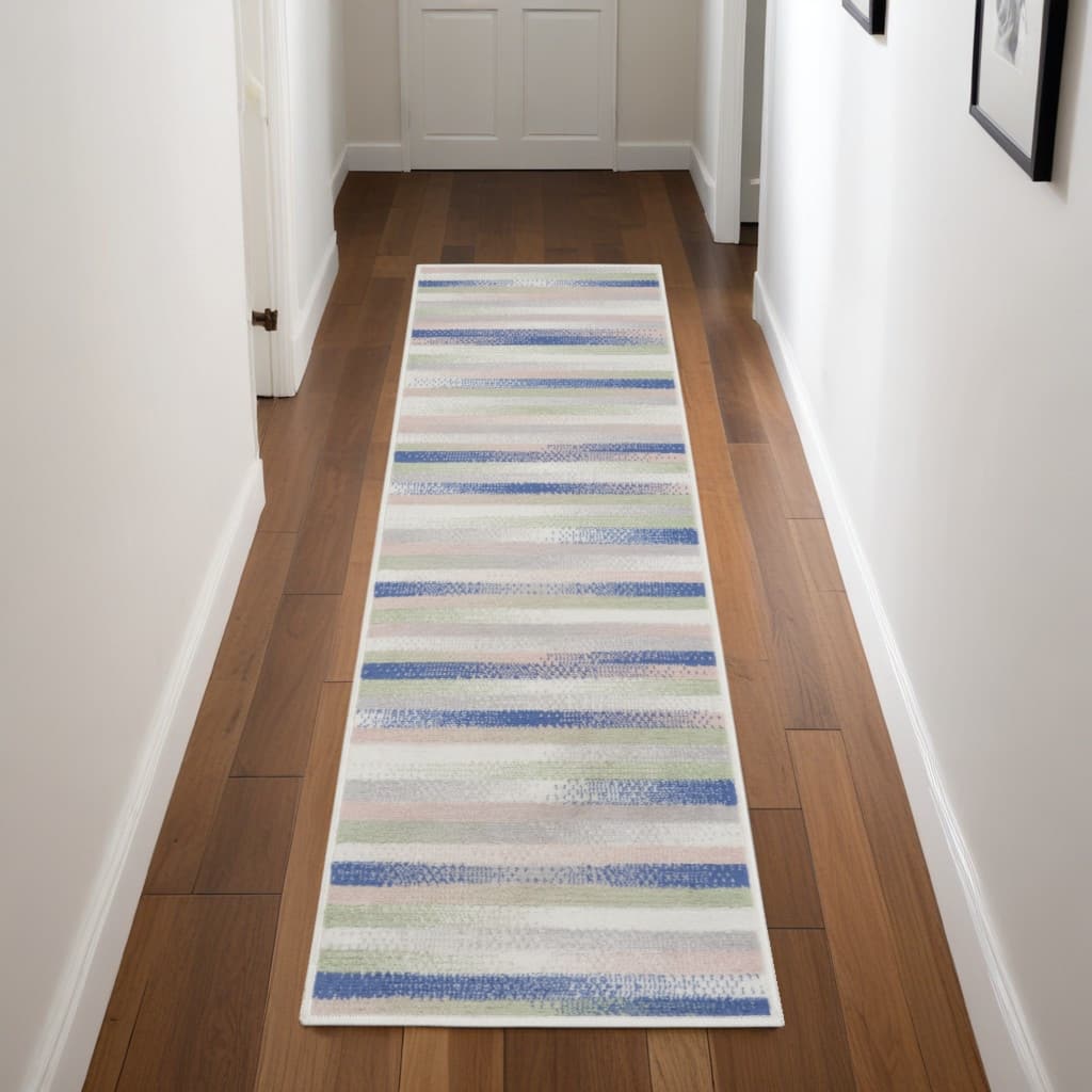 Ceceb Power Loomed Distressed Abstract Modern Non Skid Stain Resistant Area Rug By HomeRoots - 96' X '24' X '0.39