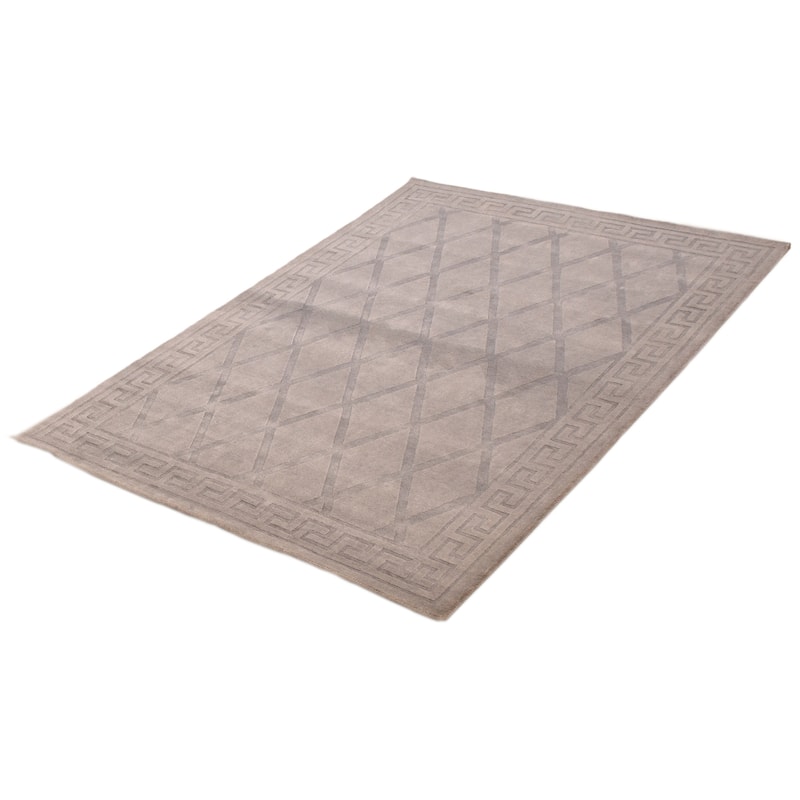 ECARPETGALLERY Hand Loomed Kashkuli Gabbeh Light Grey Wool Rug - 5'7 x 7'7