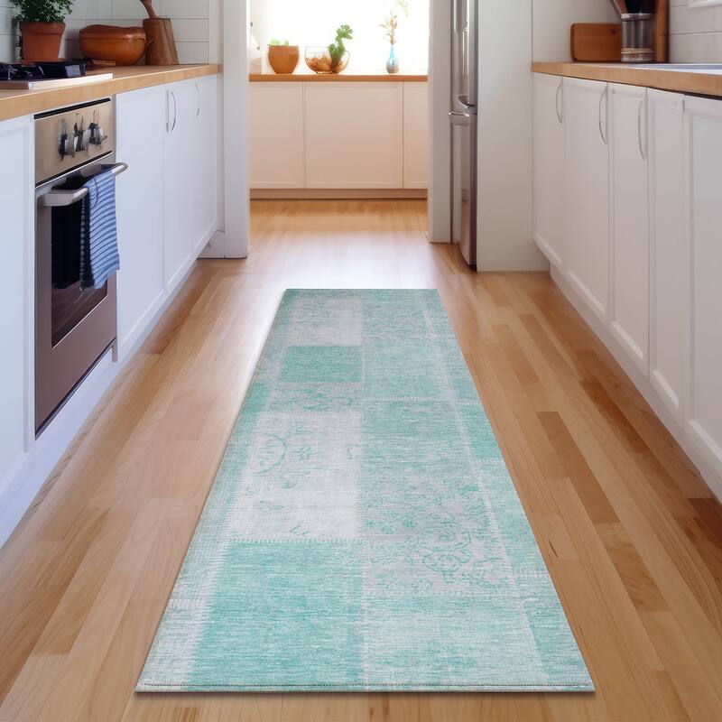 Premium Washable Super Soft Vintage Boho Mayfield Rug - Aqua - 2' 3" x 7' 6" - Runner