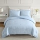 preview thumbnail 3 of 6, Laura Ashley Magnolia Grove Floral Reversible Breathable Cotton Comforter Set (Blue)