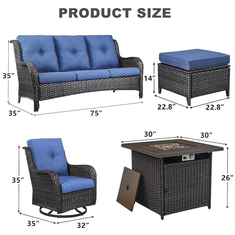 Pocassy Outdoor Sofa Swivel Rocking Chairs with 50,000 BTU
