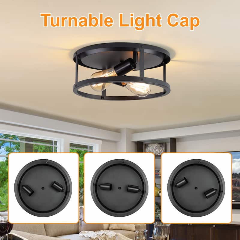 2 Light Farmhouse Flush Mount Ceiling Light-2 Pack